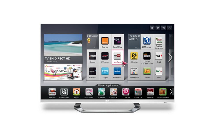 Vue avant de 55&#34; (140cm) | TV Edge LED | Full HD | 3D | Smart TV | MCI 400 | Smart Share | DLNA Certifiée | WI-FI | WI-DI LG 55LM670S