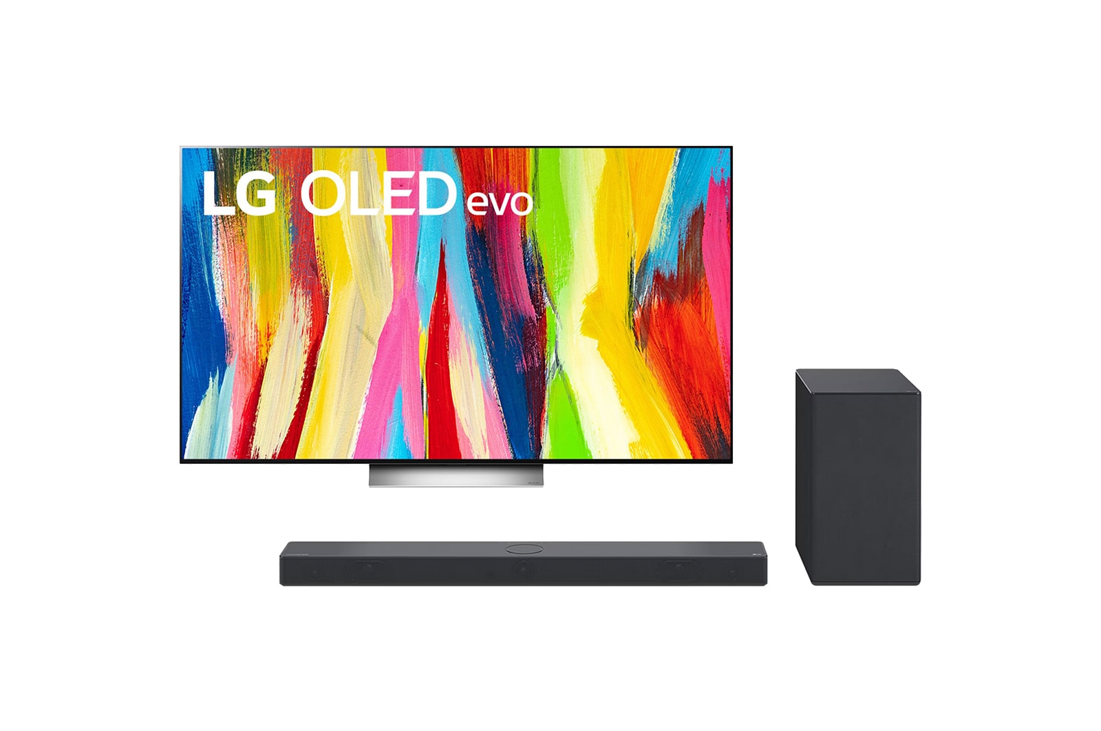 Vue avant de Pack TV | TV OLED65C25LB &#43; Barre de son SC9S LG OLED65C25LB.SC9S