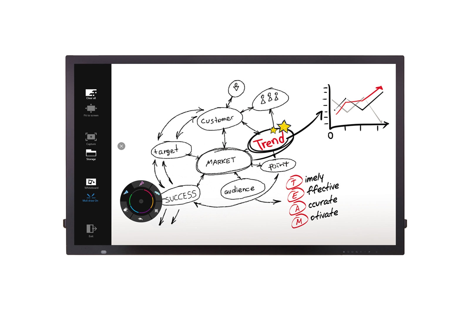Vue avant de Tableau numérique interactif LG 55TC3D-B