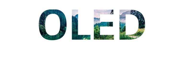 Une mention « OLED » avec une image de nature venant de la droite (lire la vidéo)