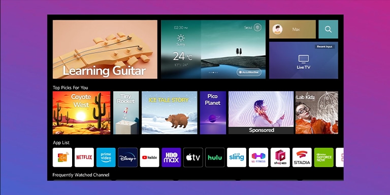 Un écran de télévision affiche le contenu recommandé par LG ThinQ