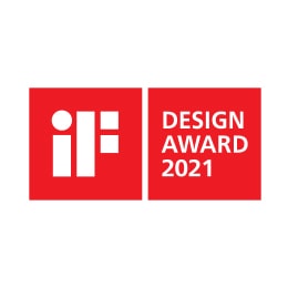 Les logos des prix font références au modèle LG QNED91 ayant remporté un prix au Tech Advisor Best of CES 2021 à gauche et le prix iF Design 2021 sur la droite. 
