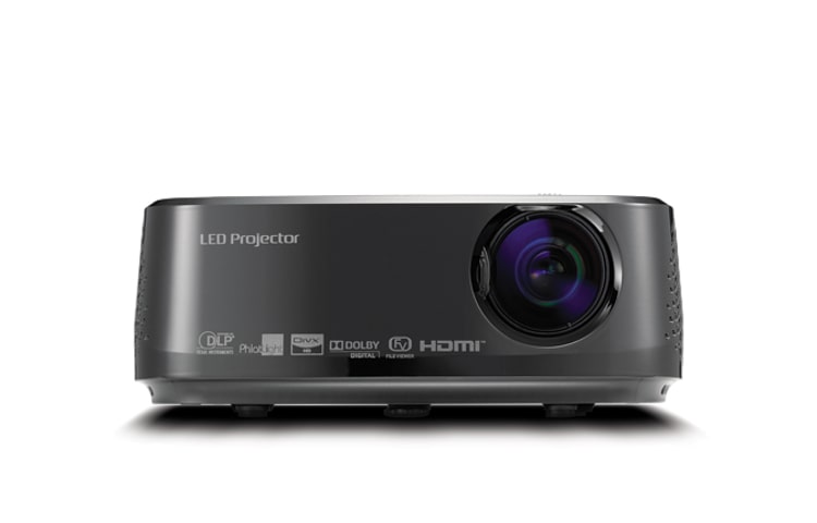 Vue avant de Vidéoprojecteur LED, 300 ANSI lumens, connectique HDMI, lecture directe des fichiers Divx et Microsoft Office via port USB LG HX300G