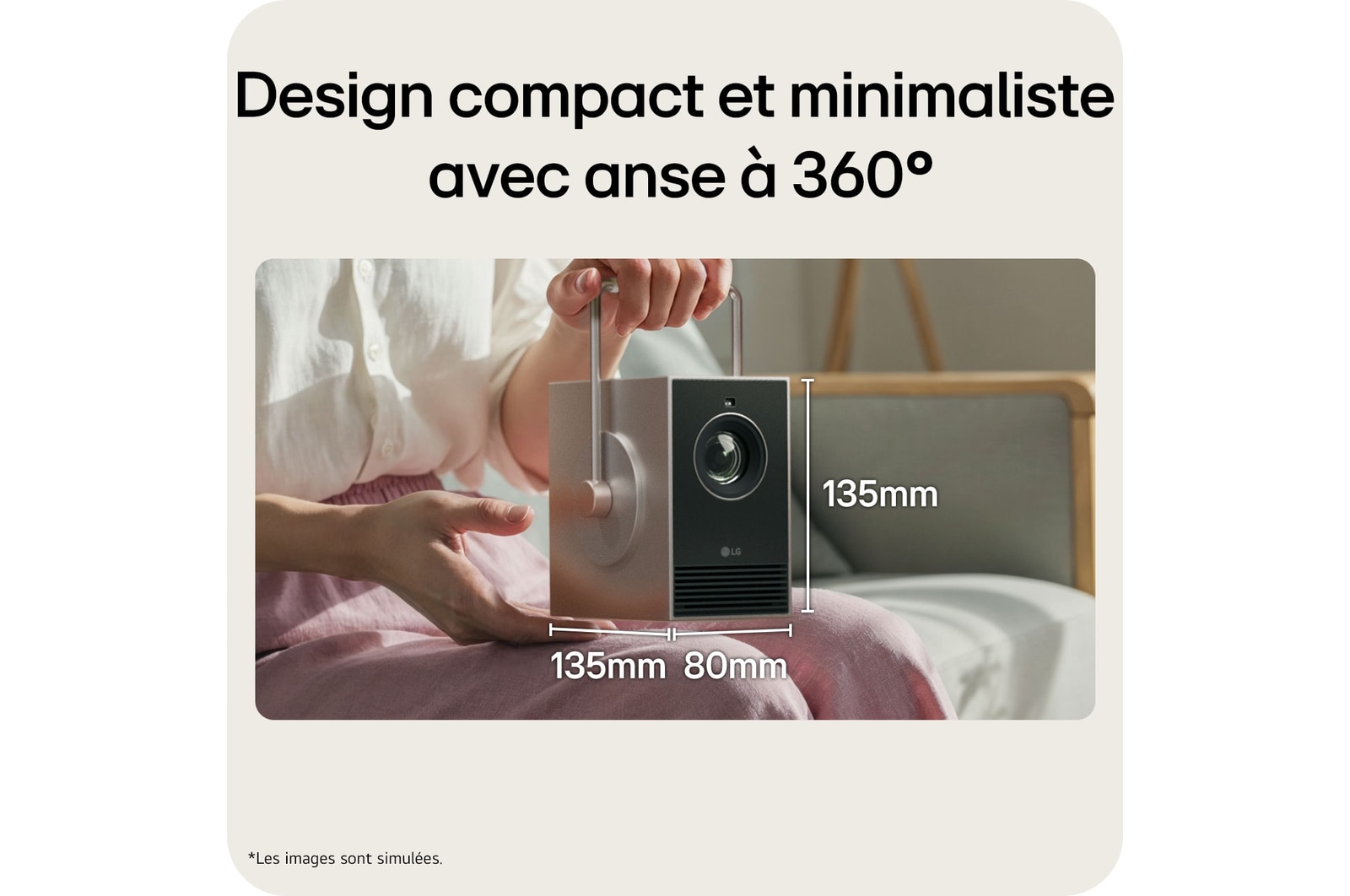 Design compact et minimaliste avec anse a 360