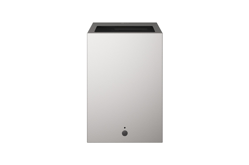 Front view of LG CineBeam S Mini UST Projector, 4K UHD, 3-ch RGB Laser, 450,000:1 Contrast, Max. 100" screen size, White - PU615U