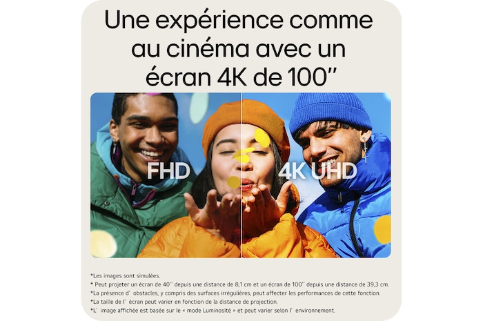Une expérience comme au cinéma avec un écran 4K de 100"