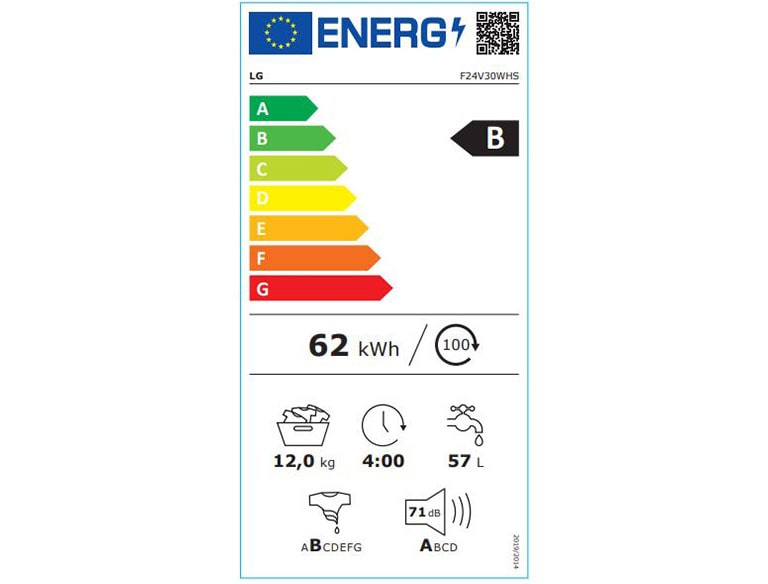 Etiquette Energie LG F24V30WHS1