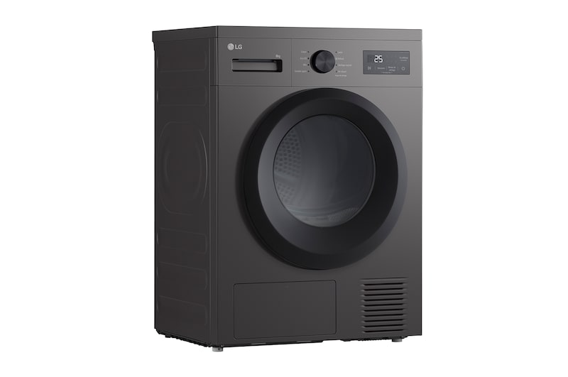 image of showing the dry dial with options for towels, shirts, and wool fabrics. Text read : 'Heat Pump': Enjoy gentle care for your fabrics while drying.