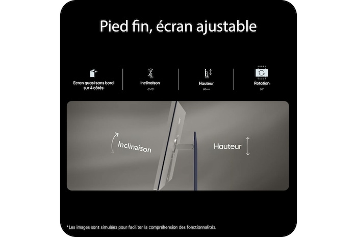 vue avant de l’écran pivotant