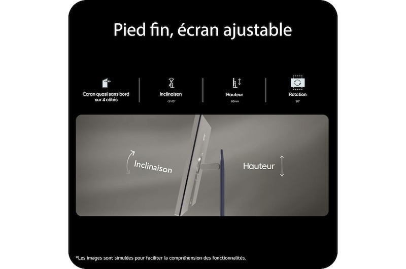 vue avant de l’écran pivotant