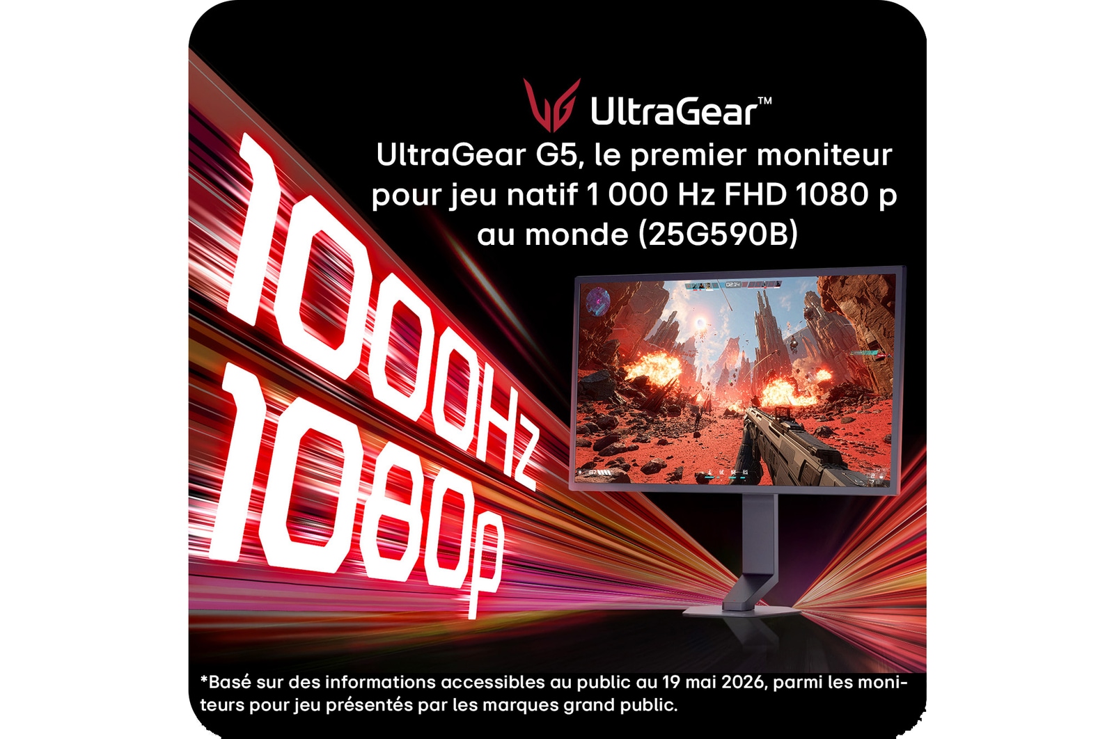 UltraGear G5, le premier moniteur pour jeu natif 1 000 Hz FHD 1080 p au monde (25G590B)