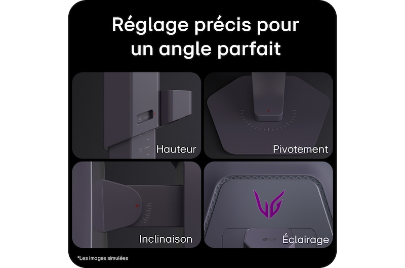 Moniteur pour jeu UltraGear G5 (25G590B) conçu pour l’eSport compétitif, avec réglage de l’inclinaison pour une visibilité optimale et le confort de jeu