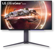 LG UltraGear Gaming-Monitor zeigt ein Raumschiff in einer feurigen Szene.