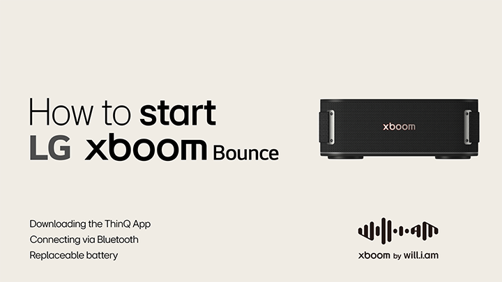 User guide video for starting LG xboom Bounce and downloading ThinQ App
