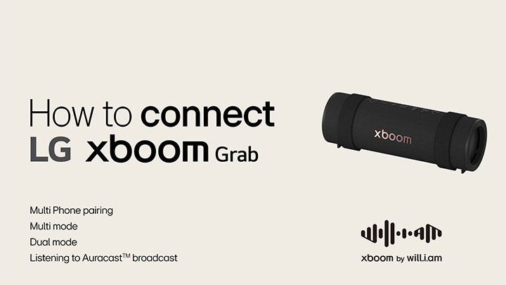 User guide video for connecting Multipoint & Multi pairing and listening to Auracast broadcast with LG xboom Grab