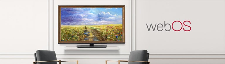 A TV is screening an art piece with Gallery Mode based on webOS.