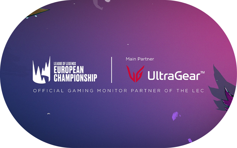 Logo voor het Europees Kampioenschap / UltraGear™-partnerschap met dynamische ontwerpelementen en opvallende typografie.
