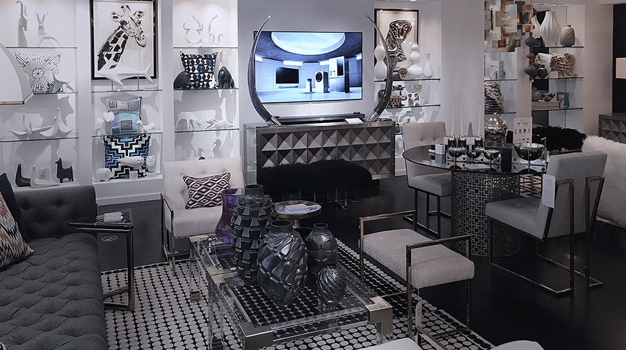 lg signature oled tv at jonathan adler store with other furniture