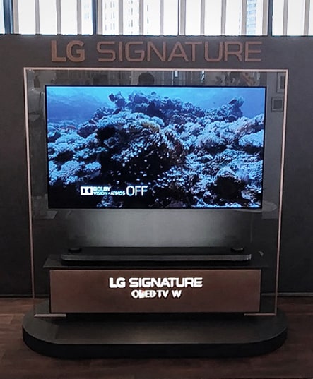 lg signature oled tv close up at saks fifth avenue