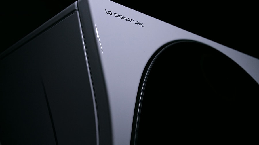 quarter view of lg signature washing machine