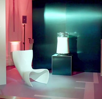 lg signature air purifier is displayed under the light at the lg signature artweek in spain