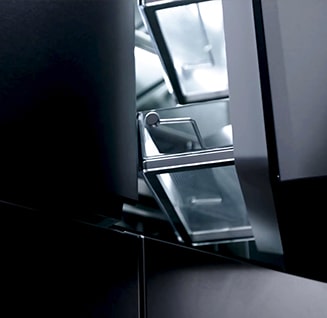 close shot of lg signature refrigerator's one side door of opened