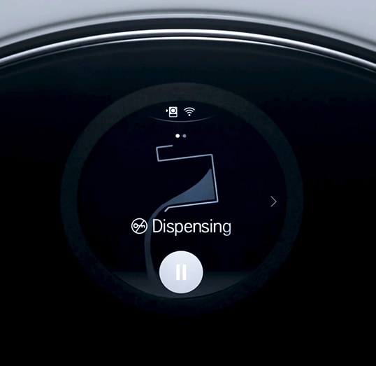 close shot of panel showing the sign of dispensing of lg signature refrigerator
