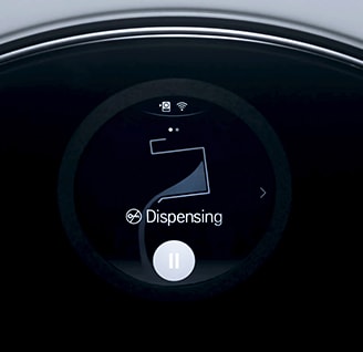 close shot of panel showing the sign of dispensing of lg signature refrigerator