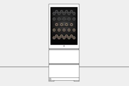 A variety of wines are placed on the LG SIGNATURE Wine Cellar through the instaview.
