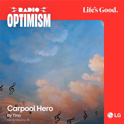 The album cover of Carpool Hero, created by Tina through AI.