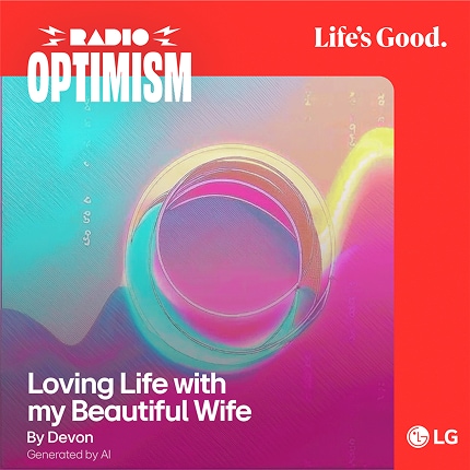The album cover of Loving Life with my Beautiful Wife, created by Devon through AI.
