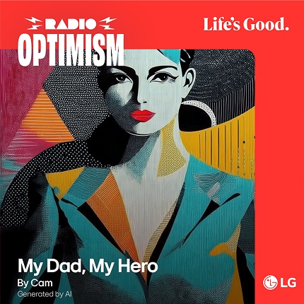 The album cover of My Dad, My Hero, created by Cam through AI.