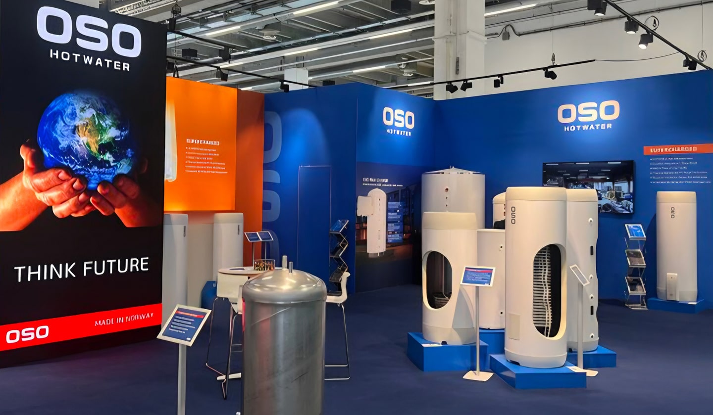 A photo of OSO’s exhibition booth at ISH 2025 in Frankfurt, Germany