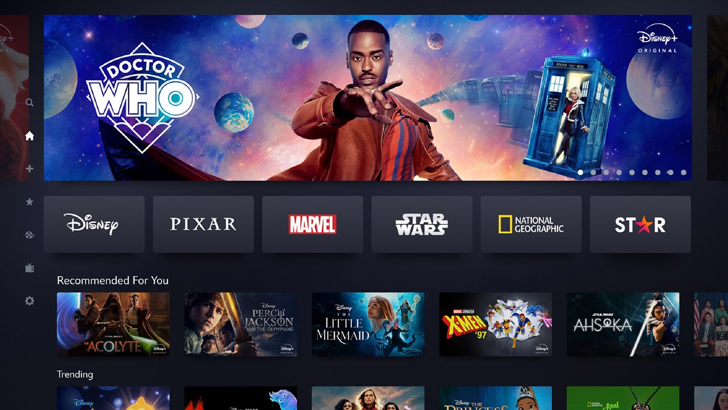 A picture of the content platform screen with movie choices