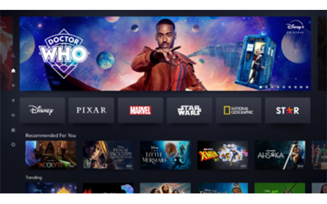 A picture of the content platform screen with movie choices