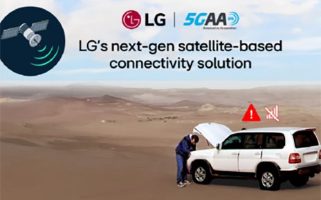 LG’s IoT-NTN technology for satellite-based voice communication being demonstrated to a 5GAA conference attendee in Paris.
