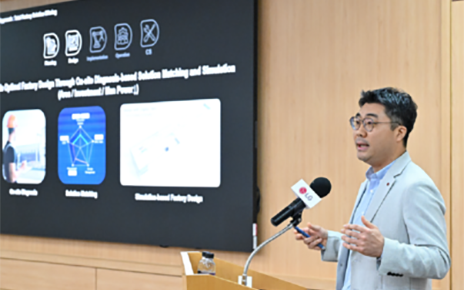 A photo of a man doing a presentation