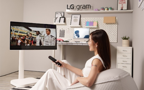 A photo of a woman watching a movie in a room