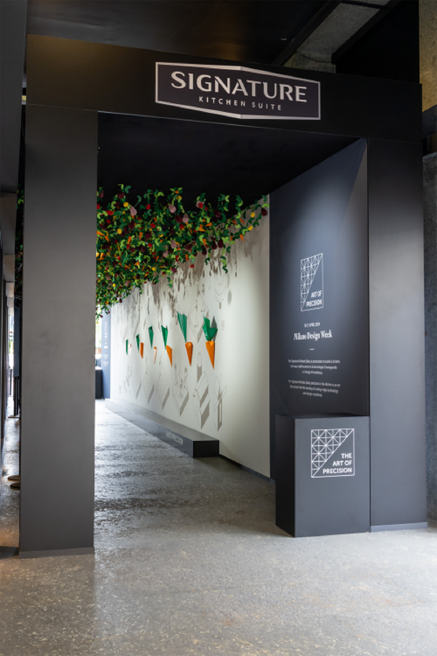 A picture of entrance way of Signature Kitchen Suite showroom in Milan