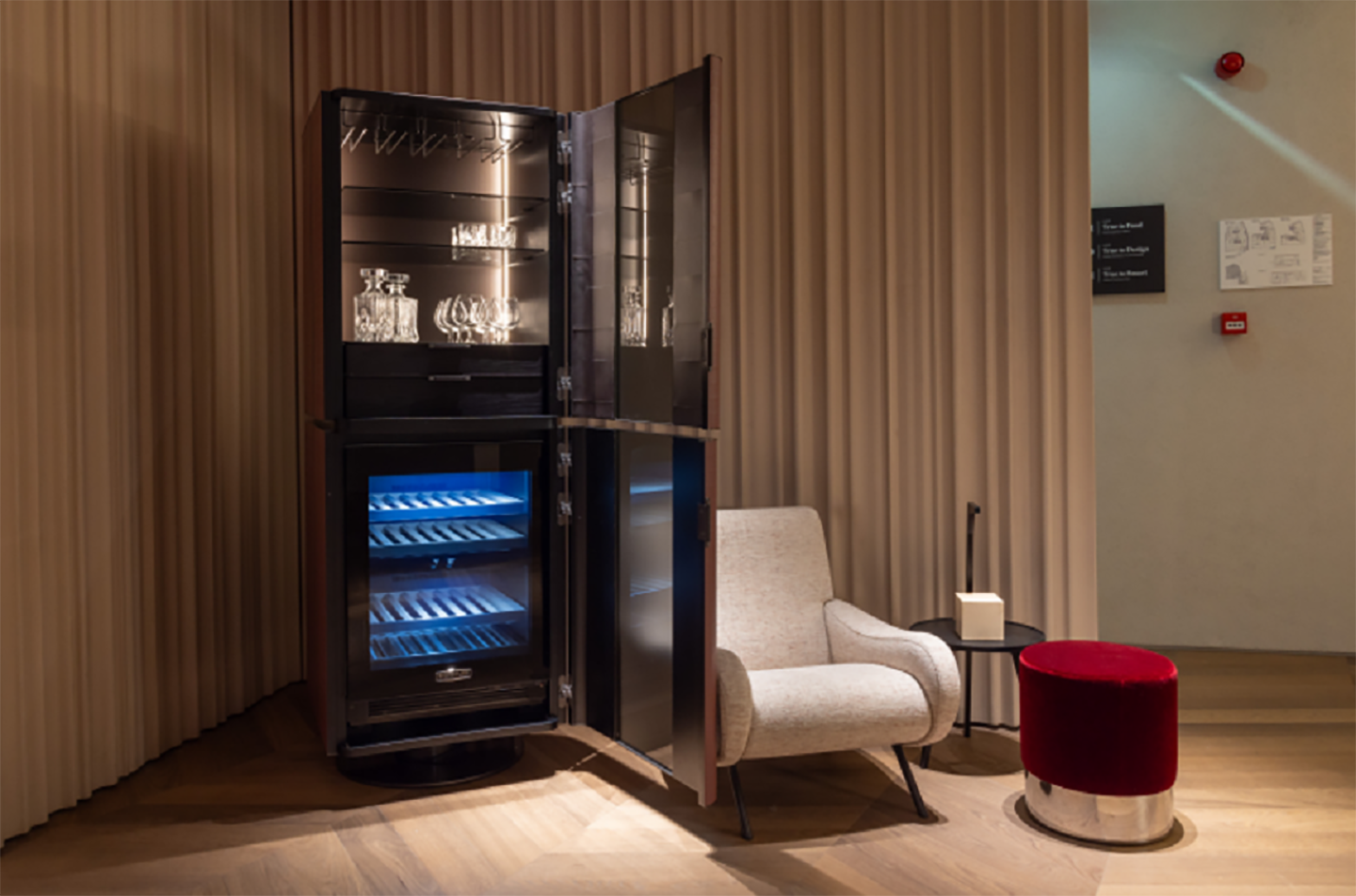 A picture of an area with the Signature Kitchen Suite Wine Cabin