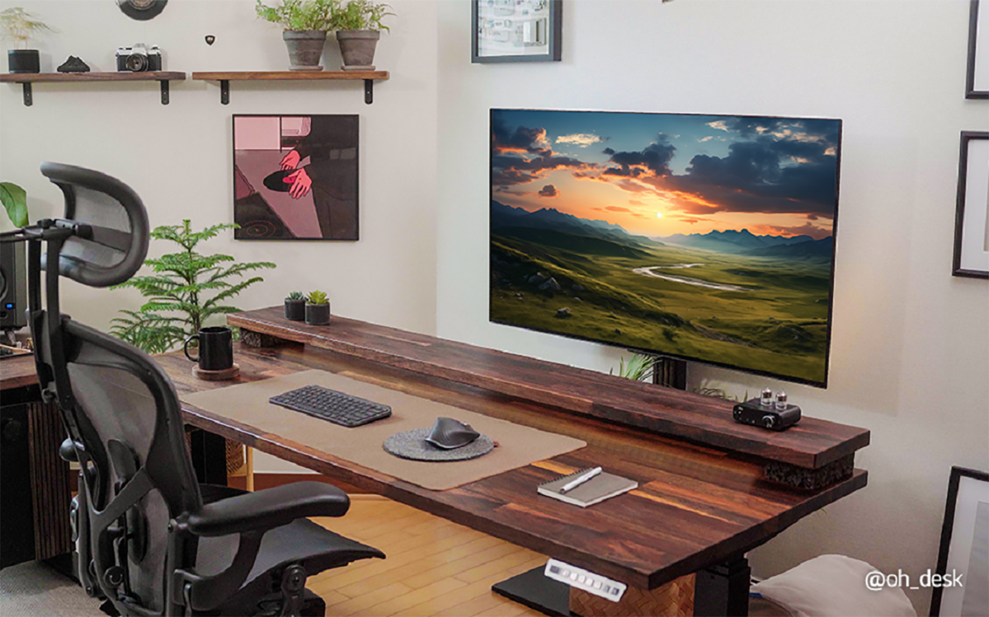 A picture of an LG OLED TV in a desk setting