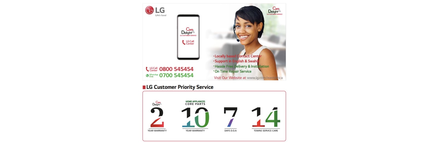 A promotional image for LG Customer Service,