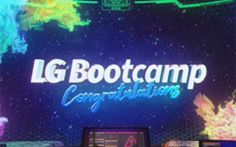 A photo of the words LG Bootcamp Congratulations on the screen