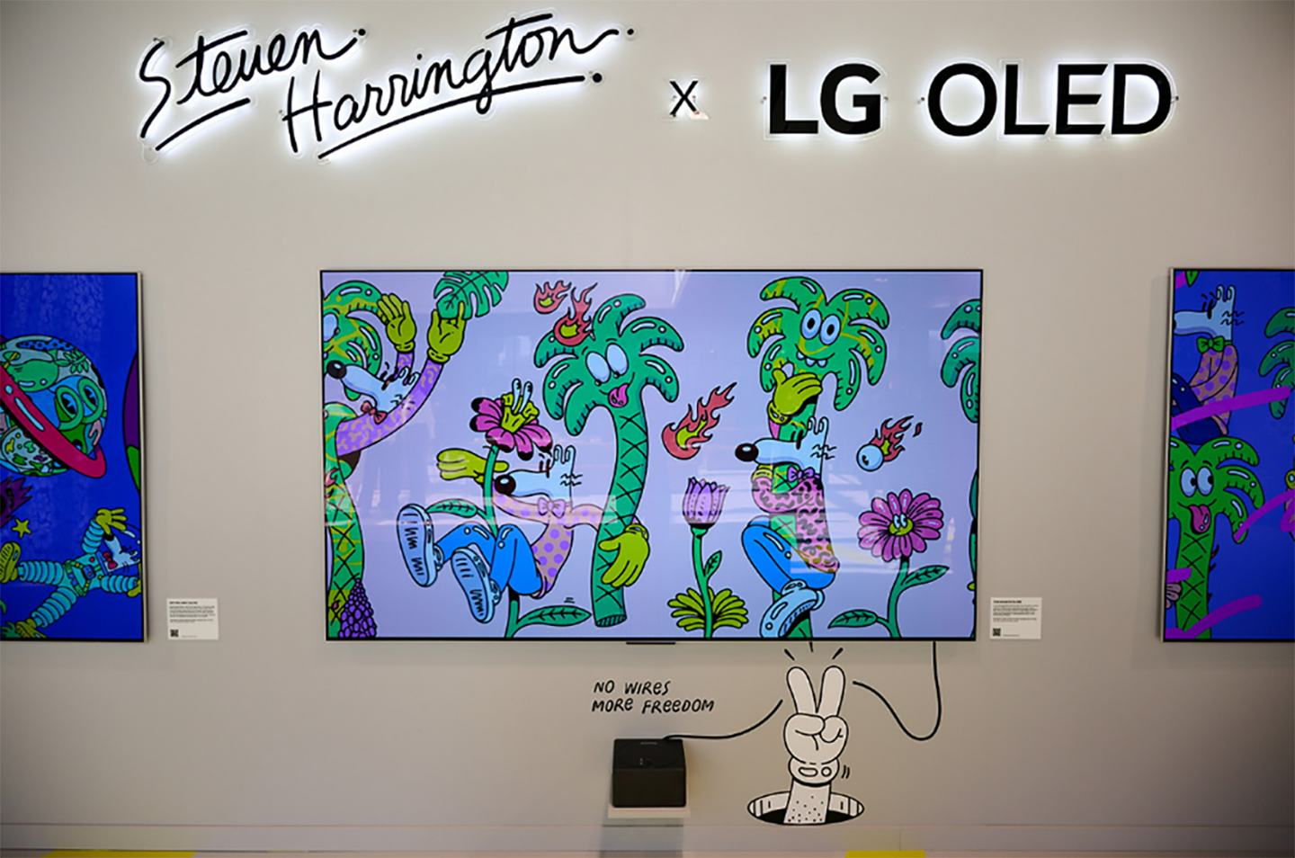 A photo of a artwork, above written, Steven Harrington x LG OLED