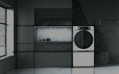 A illustrative sketch of an area with the LG washing machine