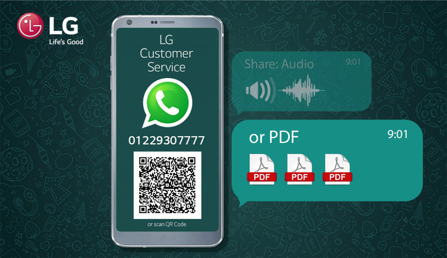 A illustration of cell-phone showing LG Customer Service on the screen