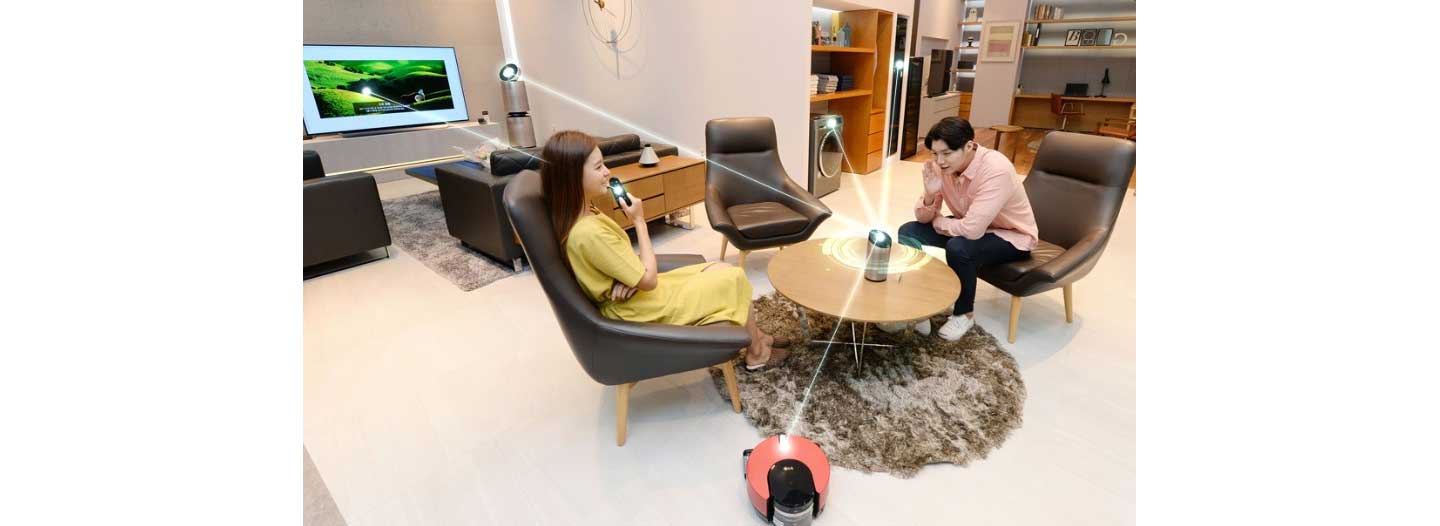 A concept image about the enhanced connectivity of LG ThinQ AI-enabled home appliances