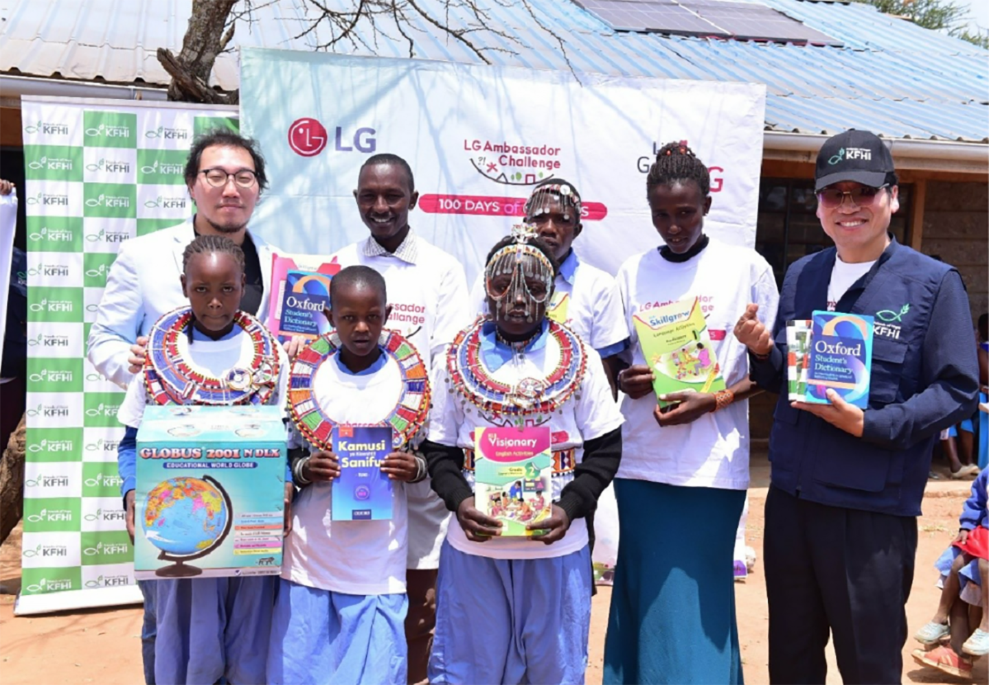 A picture of LG East Africa employees with children holding gifts