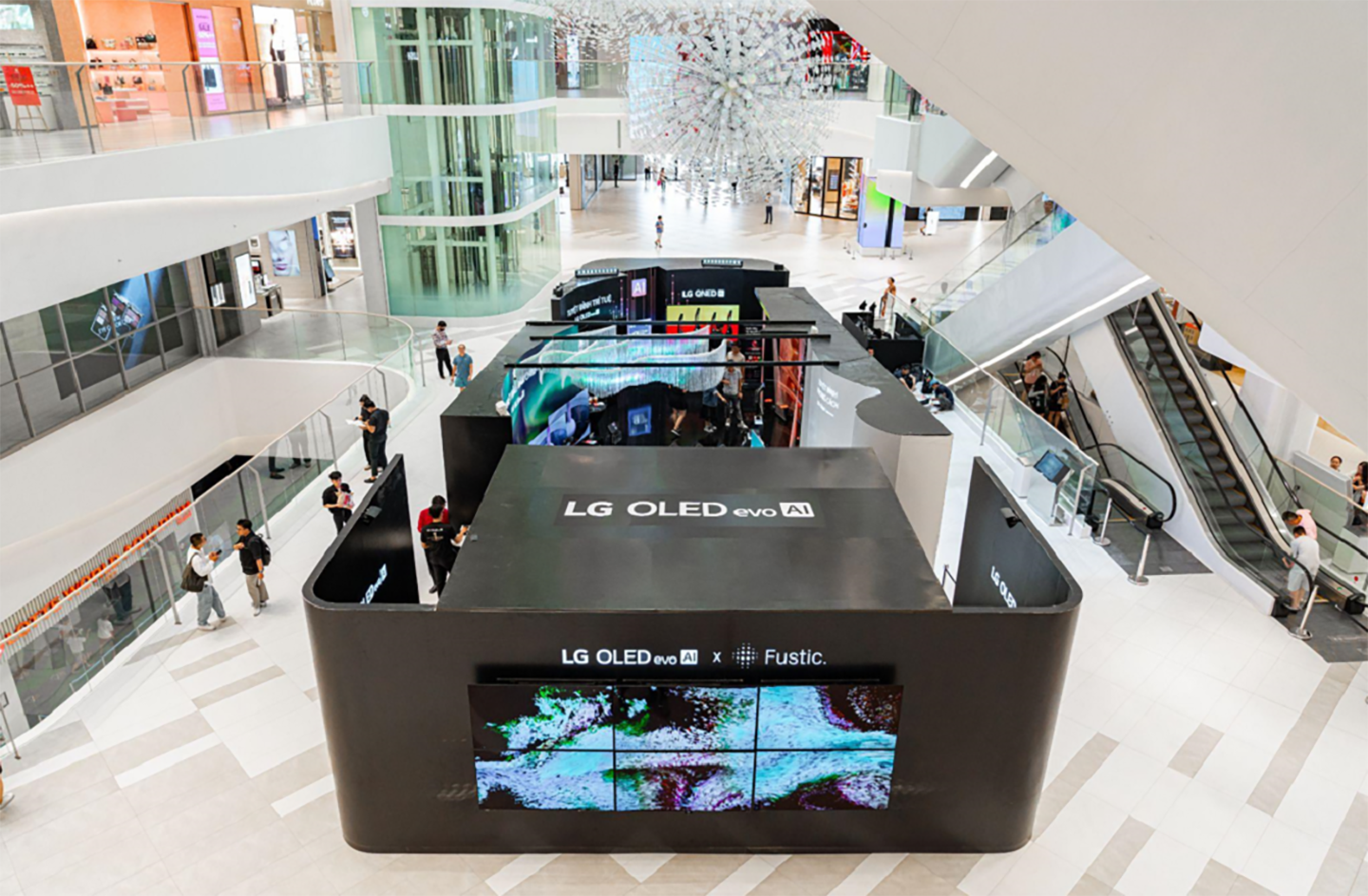 A photo of general view of the digital art exhibition on the first floor of Lotte Mall West Lake 