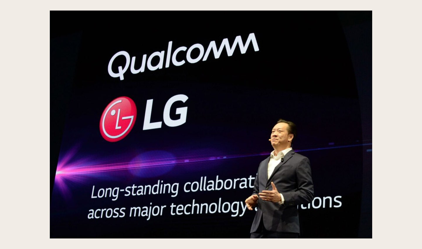 Qualcomm Senior Vice President Jim Tran discusses the partnership with LG for the enhanced 5G technology at LG's CES 2019 Press Conference.